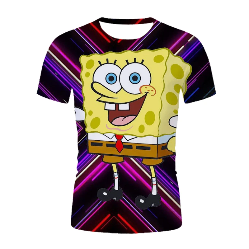 

2021 Men's And Women's Fashion Sponge Family T-Shirt 3D-Printed Sports Short Sleeve Cartoon Men's And Women's Short Sleeve Top