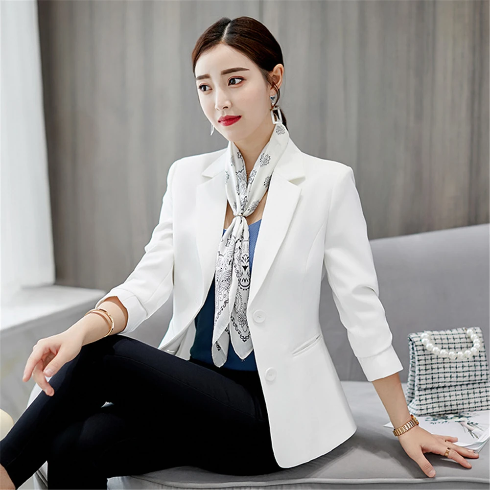 

2021 Spring Women Blazers Suit Open Front Long Sleeve Blazer Jacket Woman Cardigan Tops Clothes For Work Office Lapel Suit