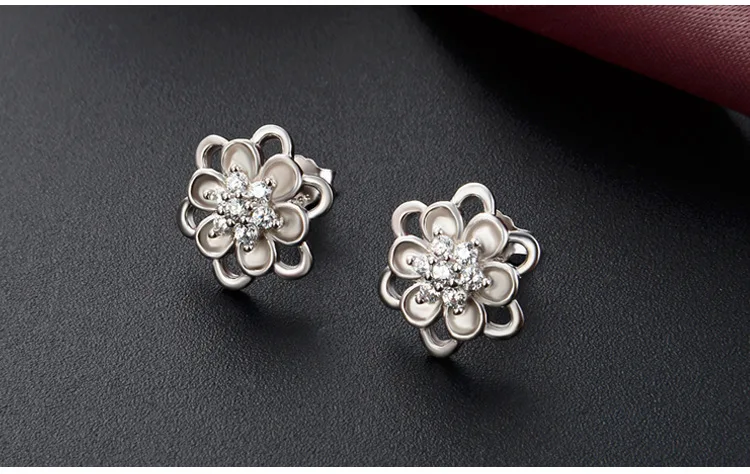 

Retro Flower Earrings Gifts for Women Earring S925 Stud for Wedding damskie Engagement Sterling Silver kolczyki Fine Jewelry