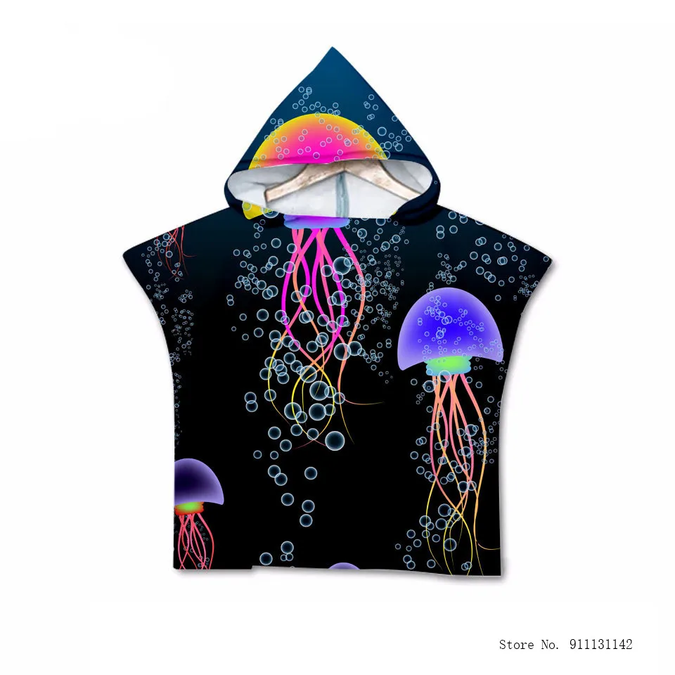 3D милые глубоководных существ детская водяной бане моды плащ с капюшоном