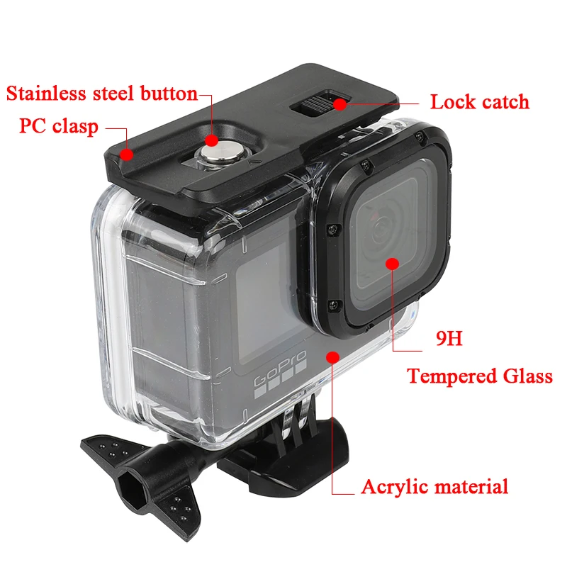 Водонепроницаемый чехол для GoPro Hero 9 черный Gopro водонепроницаемый 60 м с сенсорной
