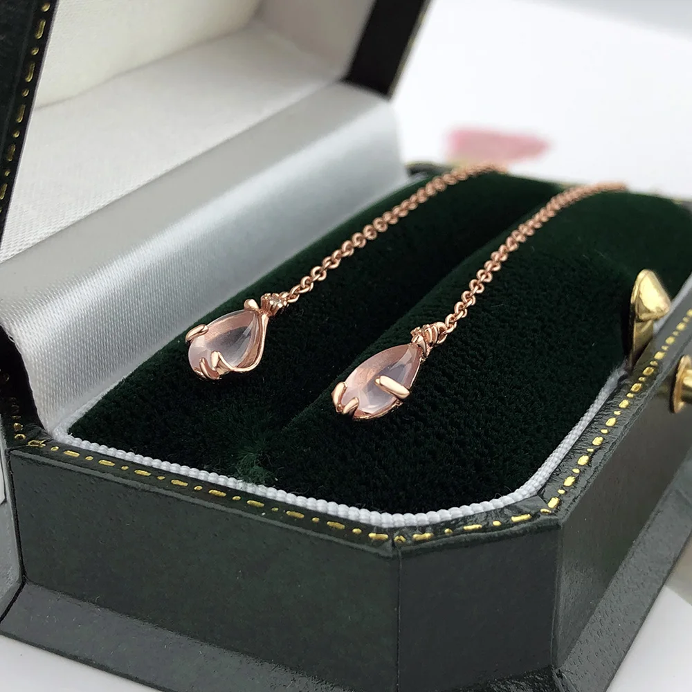 Женские серьги-подвески из стерлингового серебра 925 пробы с вишенкой кварца