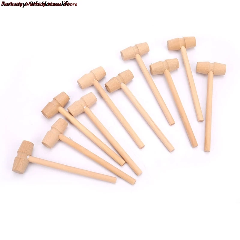 

10 Pieces Mini Wooden Hammer Balls Toy Pounder Replacement Wood Mallets Baby