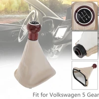5speed woodpu leather car manual gear shift handball knob with dust cover fit for volkswagen vw passat b5golfjetta 1999 2004