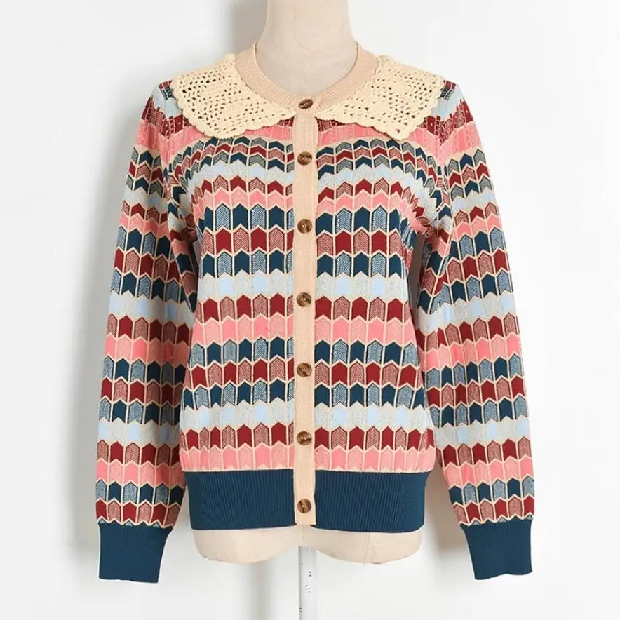 

Женский трикотажный свитер с длинным рукавом, вязаный кардиган в стиле пэчворк, повседневный облегающий свитер в винтажном стиле, s04, Осень-...