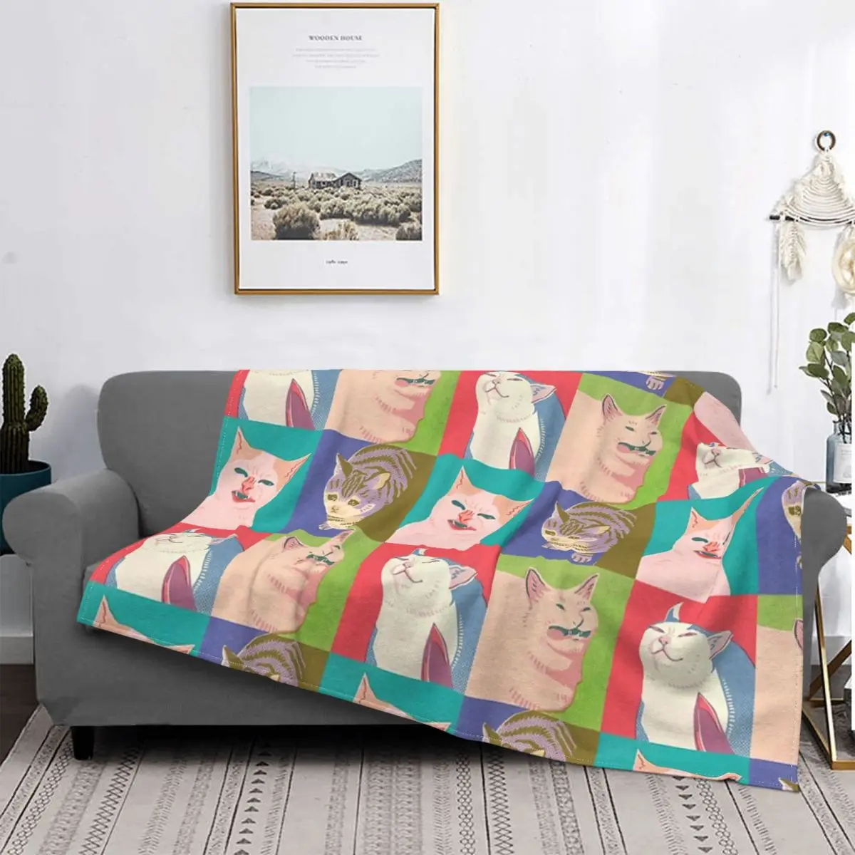 

Four Meme Cats Of The Apocalypse Blanket Bedspread Bed Plaid Blanket Sofa Cover Hooded Blanket Picknick Blanket