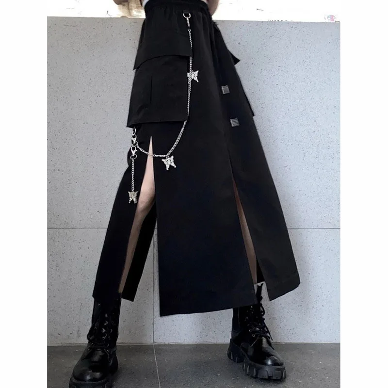 

2021 Skirts Skirt Sashes Japan Style Ankle-length Faldas Mujer Tutu New Cotton Empire Solid Top High Slit A-line