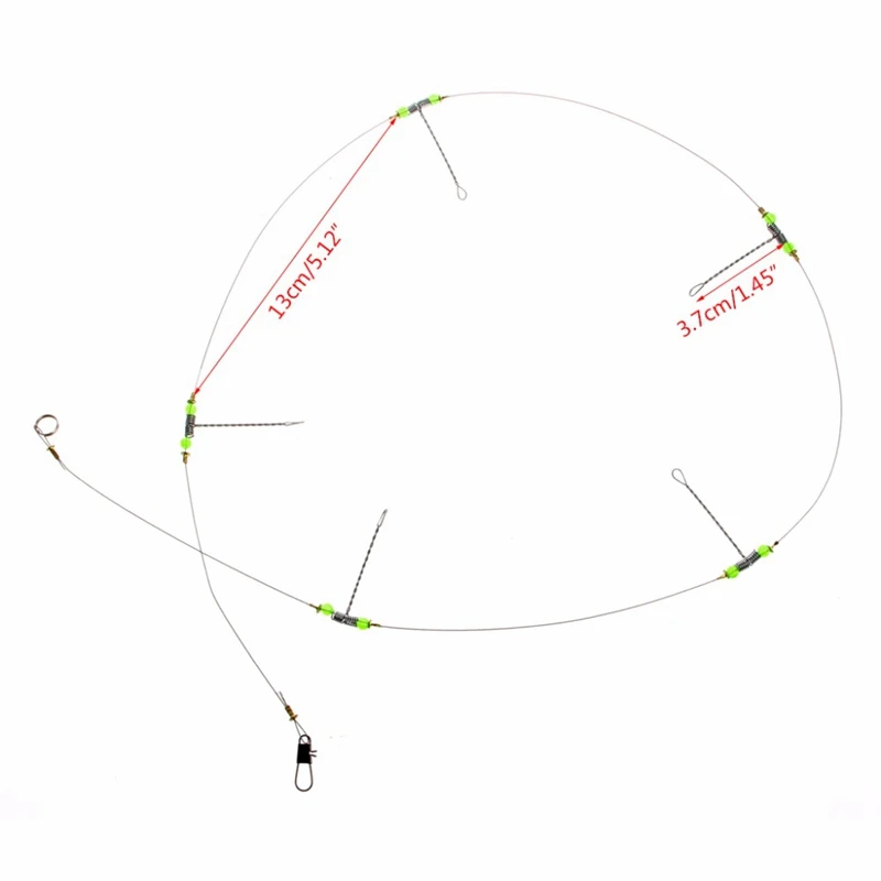 5Pcs Fishing Hooks Anti-Winding Swivel String Sea Hook Steel Rigs Wire Leader Fish Hooks(3 Wires) | Спорт и развлечения