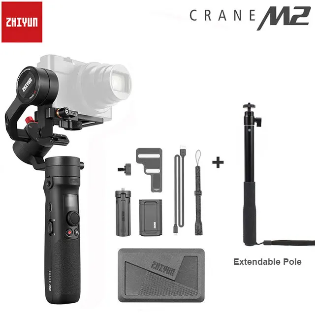 Zhiyun Crane M2 3-осевой портативный монопод с шарнирным замком Камера Стабилизатор Для беззеркальных Камера s Action pk 2 Gopro Hero 5 6 7 смартфон - Цвет: add extend pole