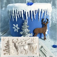 3d christmas decorations deer snowflake lace chocolate party diy fondant baking cooking cake decorating tools silicone mold