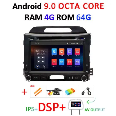 DSP ips AV выход 4G 64G Android 9,0 автомобильный dvd-плеер для KIA sportage 2011- gps Навигация стерео экран радио приемник аудио - Цвет: 4G 64G DSP-AVOUT