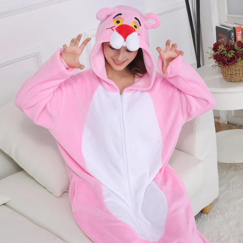 кигуруми для взрослых Розовая пантера животных пижамы молнии мультфильм