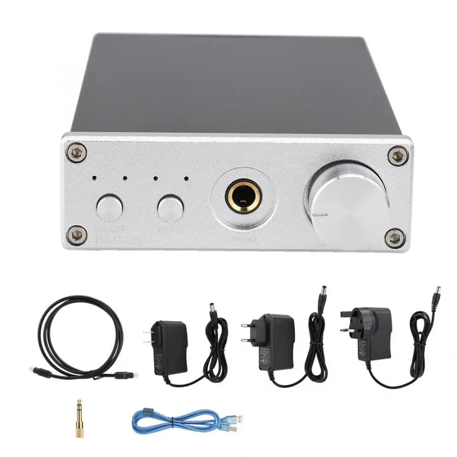 DAC-Q5 HIFI стерео 24 бит/192 кГц для RCA/6,35 мм разъем для наушников выход усилитель для наушников 110-240 в усилитель активных динамиков