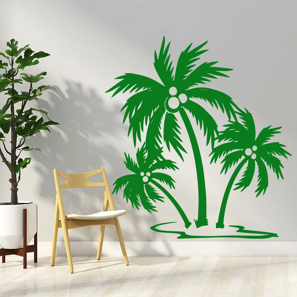 Современная Настенная Наклейка на стену из кокосового дерева съемная украшение