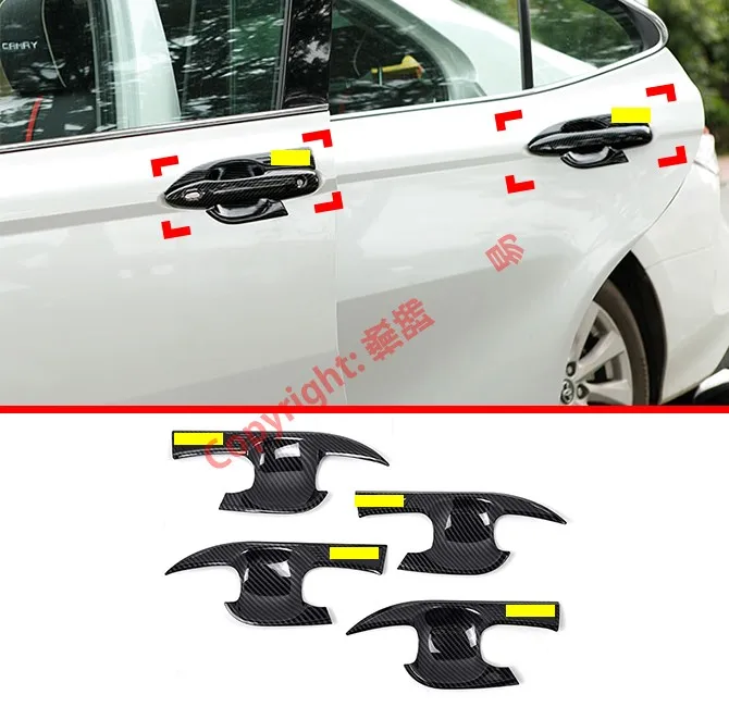 

Carbon Fiber Style Door Handle Bowl Cover Cup Trim Molding Garnish For Toyota Camry MK8 2018 2019