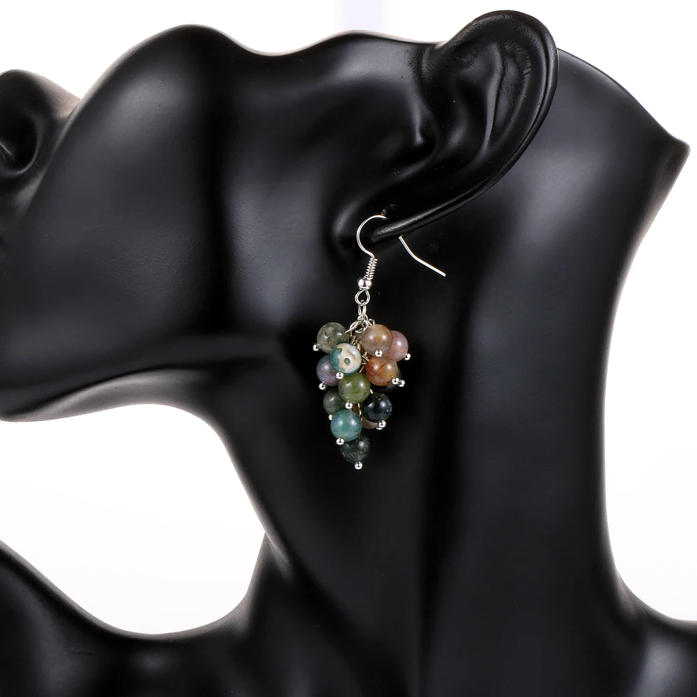 Женские Висячие серьги с натуральным фиолетовым кристаллом аметисты оникс