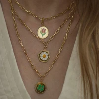 sunflower daisy pendant necklaces korea charm gold color tulip flower necklace vintage clavicle chain for women gifts for friend