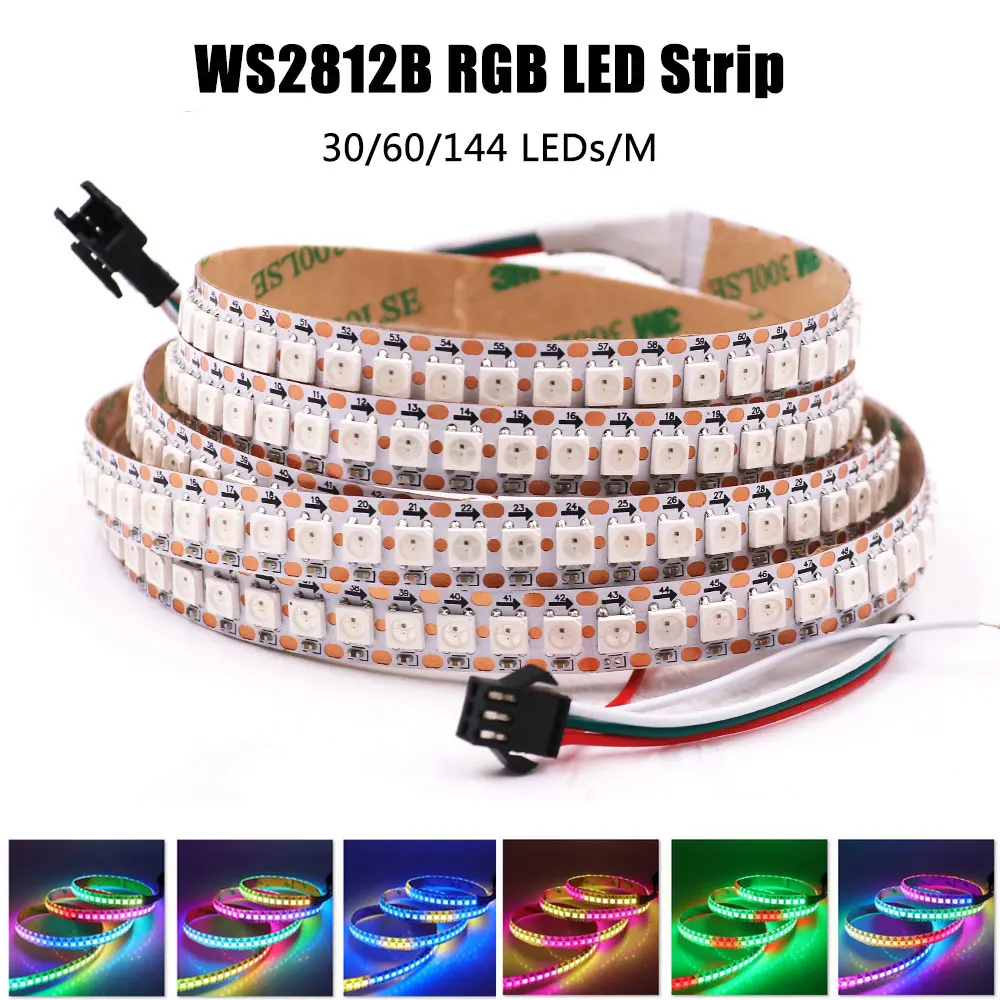 Светодиодная ленсветильник RGB WS2812B 5 В SMD 5050 полноцветный пиксельный свет s 30/60/144