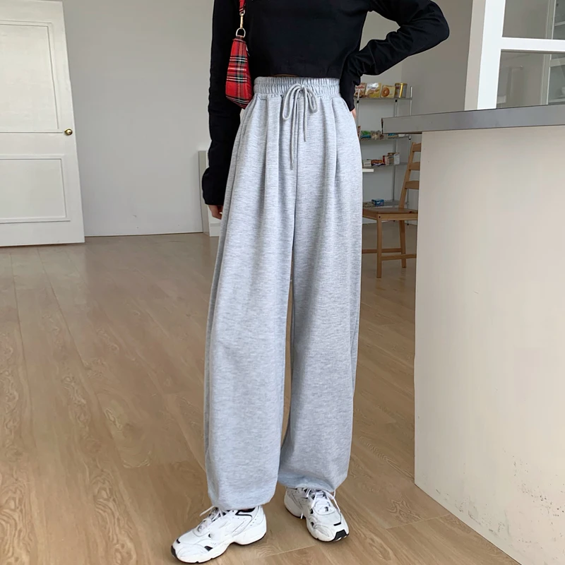 

Thin & Thick Loose Sweatpants Joggers For Women High Waist Pants Basic Gray Casual Trousers Female Sweatpants Beam Feet Harem