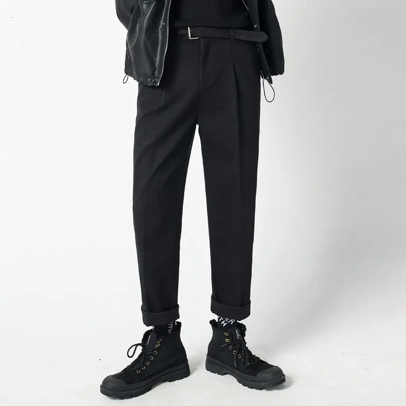 

2020 Winter Men's Loose Business Woollen Fabric Casual Pants Formal Black/grey Color Trousers Fashion Homme Suit Pants M-2XL