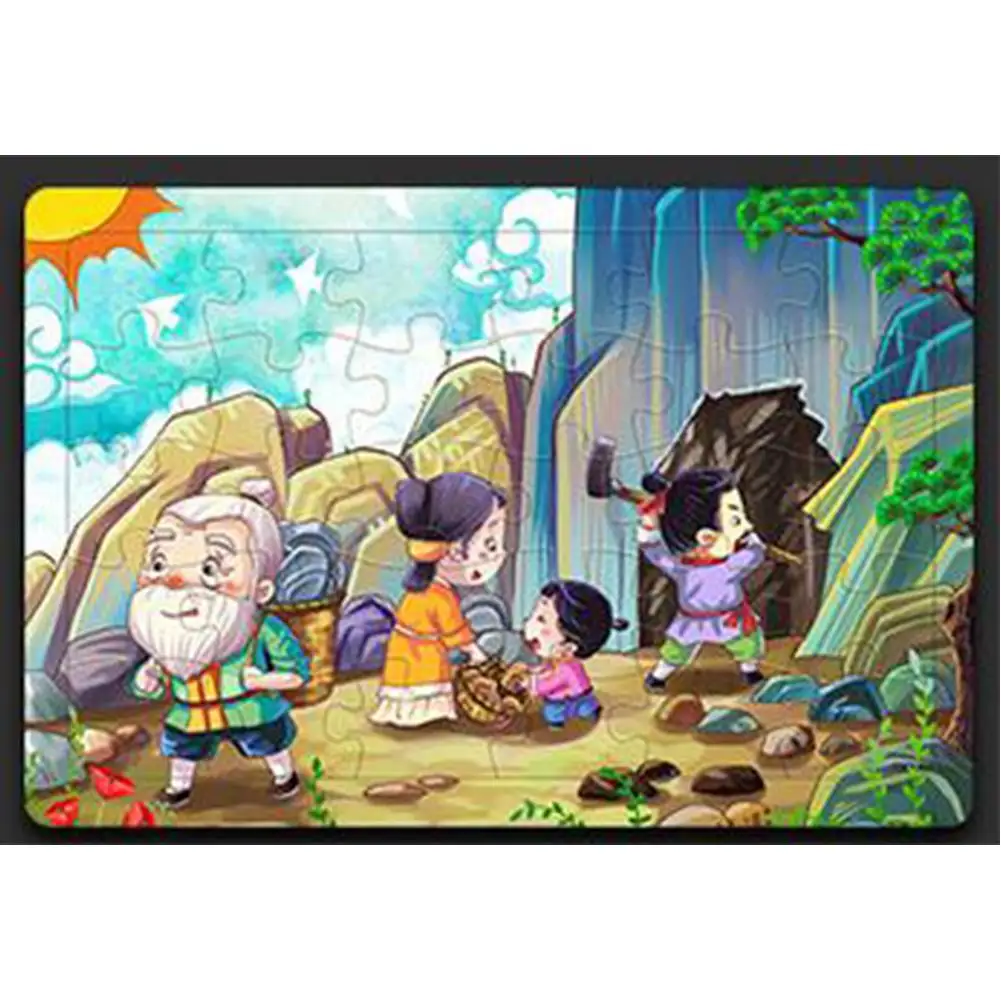 

Kuulee 30Pieces Wooden Cartoon Pattern Educational Puzzle Toy for Kids Baby