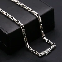 5mm solid 925 sterling silver long o grid chains necklace for boys women men vintage bright mantra lock fine jewelry hot sale