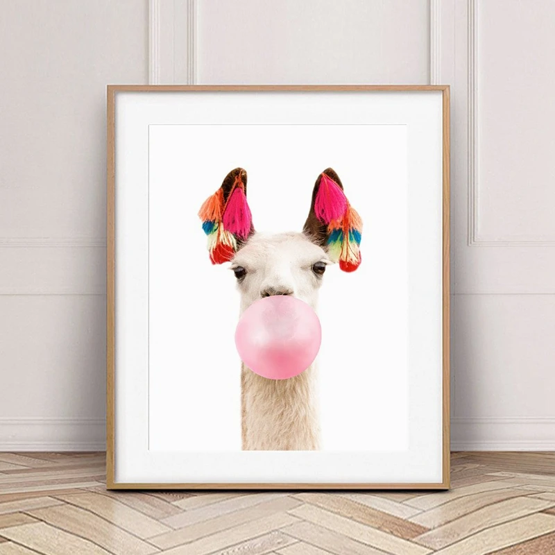 Llama печать ребенка альпака настенная живопись холст скандинавский питомник
