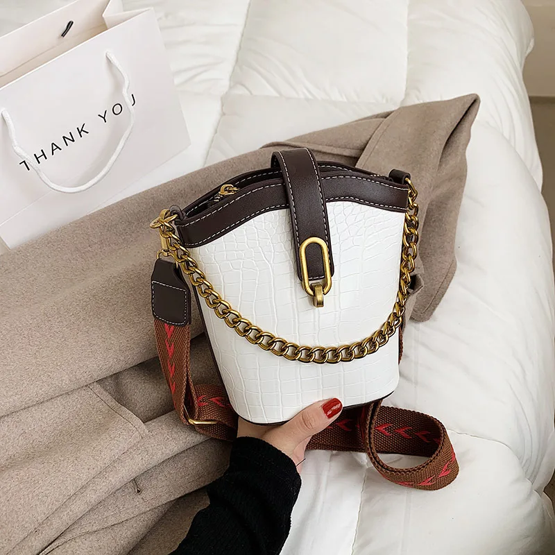 

Retro Crocodile Bucket Crossbody Bags Designer Bag PU Leather Handbag and Pures Female Casual Shoulder Bags Designer Bags