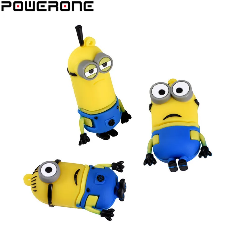 POWERONE Забавный мини usb флеш накопитель милые желтые люди 4 ГБ 8 16 32 64 128 память флэш