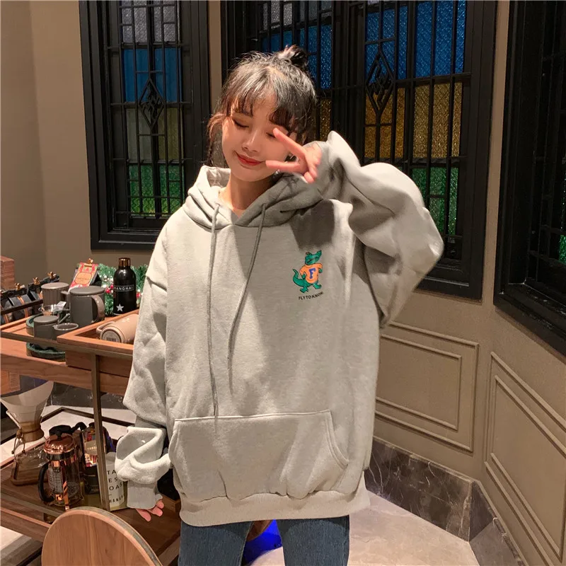 

Hoodies Women Thick Winter Sweatshirt Women Korean-style Loose-Fit Spring and Autumn Long Sleeve Coat Women