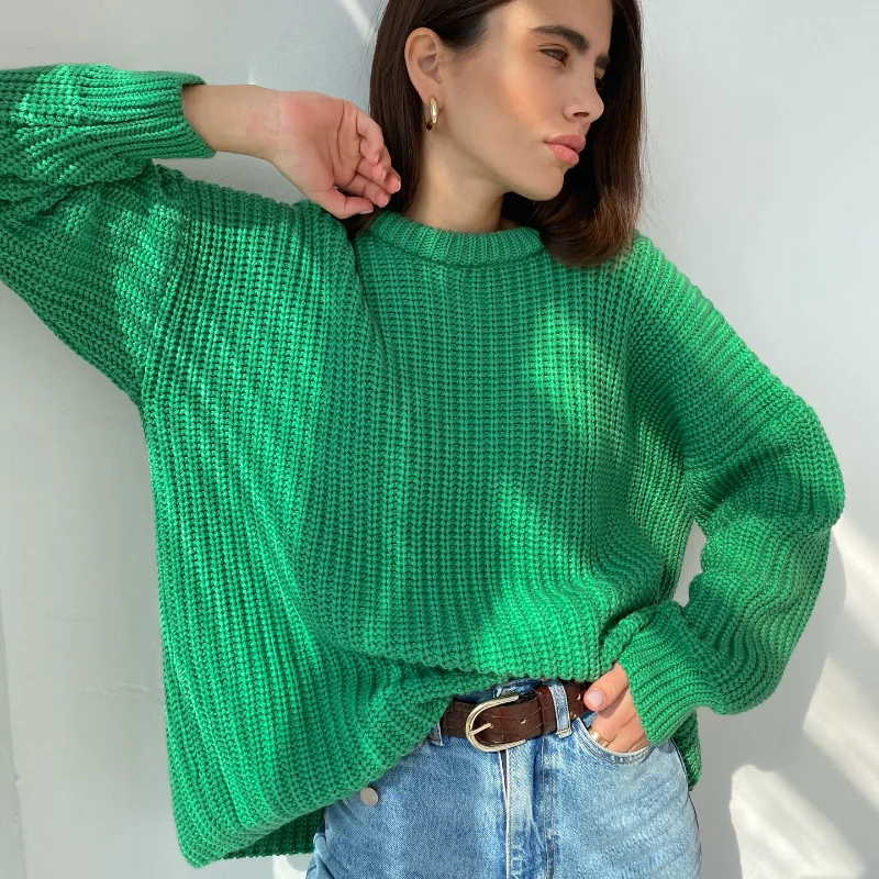 

Women's Knitted Thicken Pullovers Sweater Autumn Winter Oversize Long Sleeve Casual Loose Sweaters Female Solid 2021 Ladies Top
