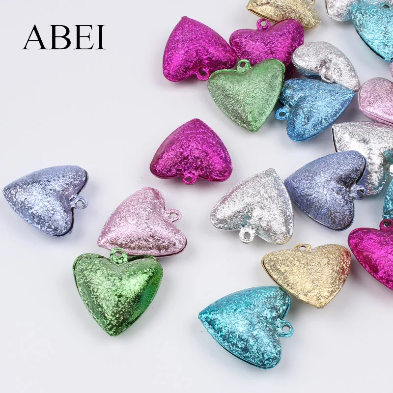 Колокольчики в форме сердца для украшения свадьбы 20 шт. 25 мм разные