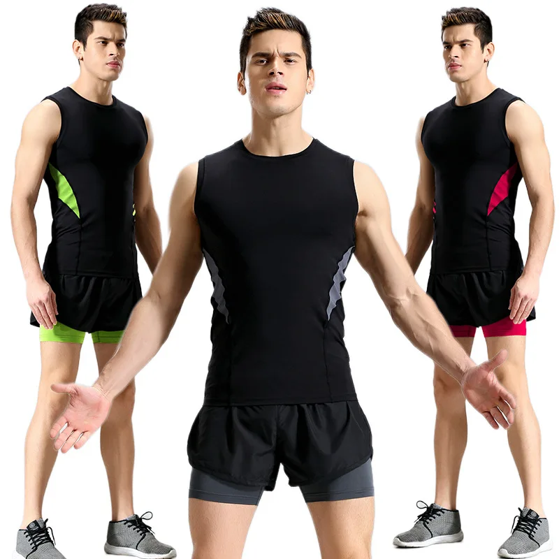 

Summer Fitness Rashguard men's Compression Set Quick-Drying Tights Track Suit Running Gym Breathable Sportswear