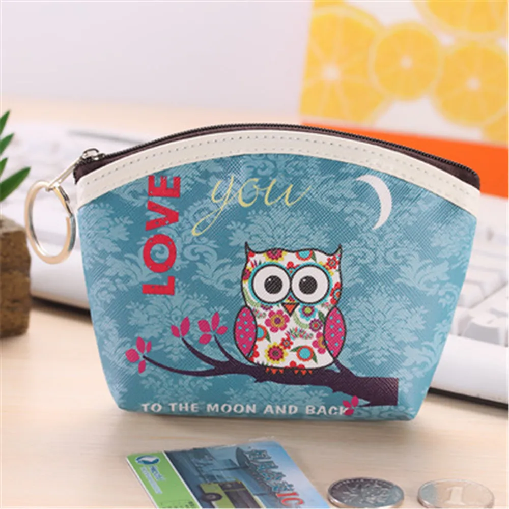 Чехол для ключей из ПУ кожи с рисунком совы маленький кошелек монет мини-сумка