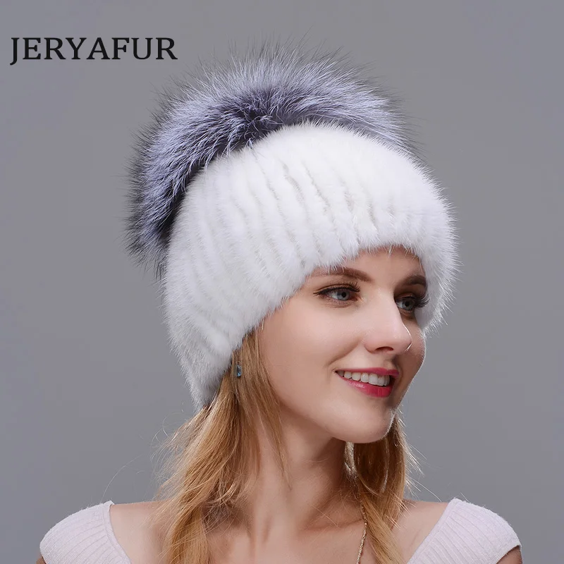 Шапка из меха норки с лисьим мехом зимняя теплая | Аксессуары для одежды