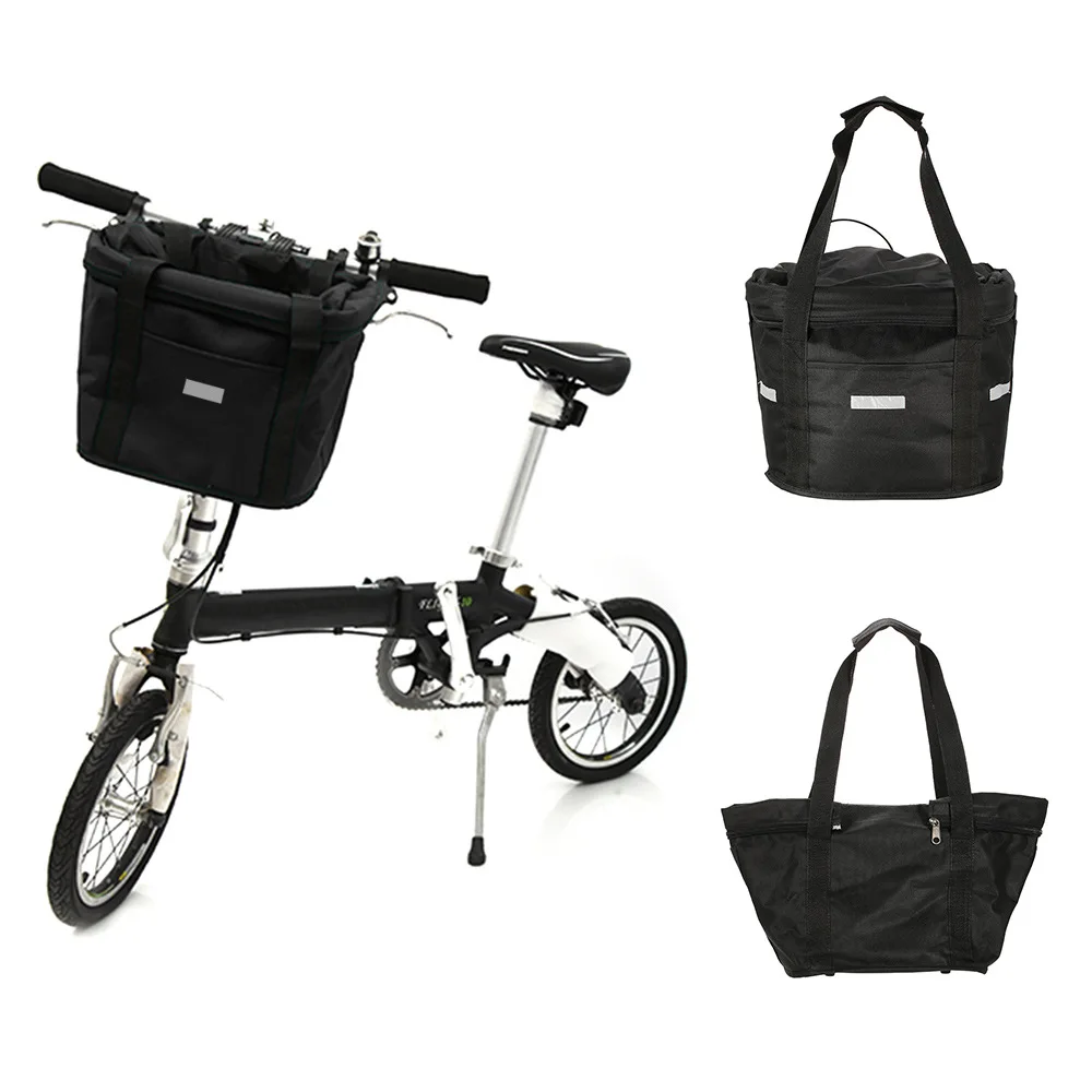 Bicycle Front Basket Cycling Bag Removable Waterproof Bike Handlebar Canvas Shopping Pet Frame Accessories | Спорт и развлечения