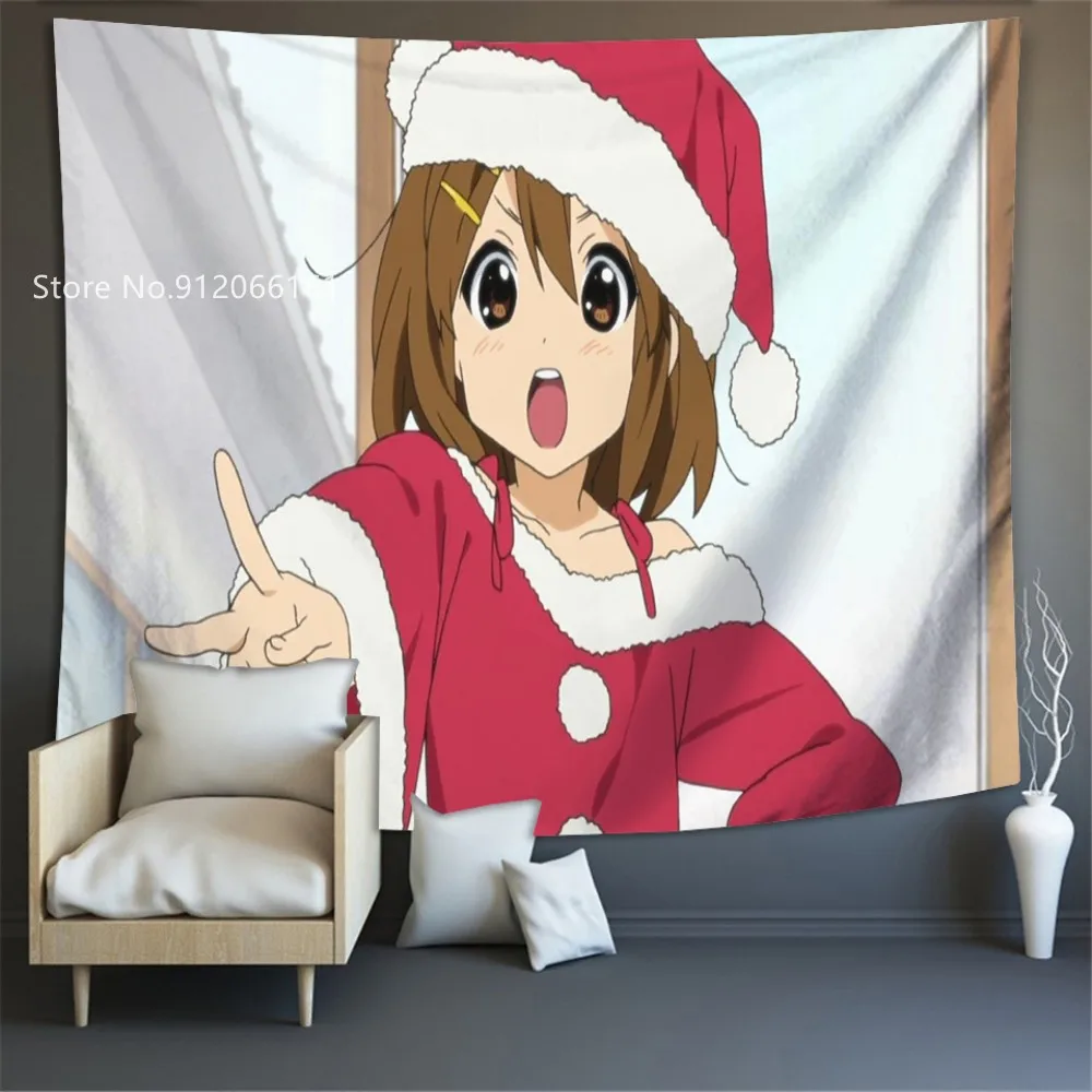 

Merry Christmas Anime Tapestry Happy New Year Wall Hanging Holiday Festival Tapestry Home Decoration Wall Carpets Dorm Decor