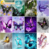 chenistory butterfly paint by number on canvas with frame acrylic paint for adults handmade picture diy kits coloring by number