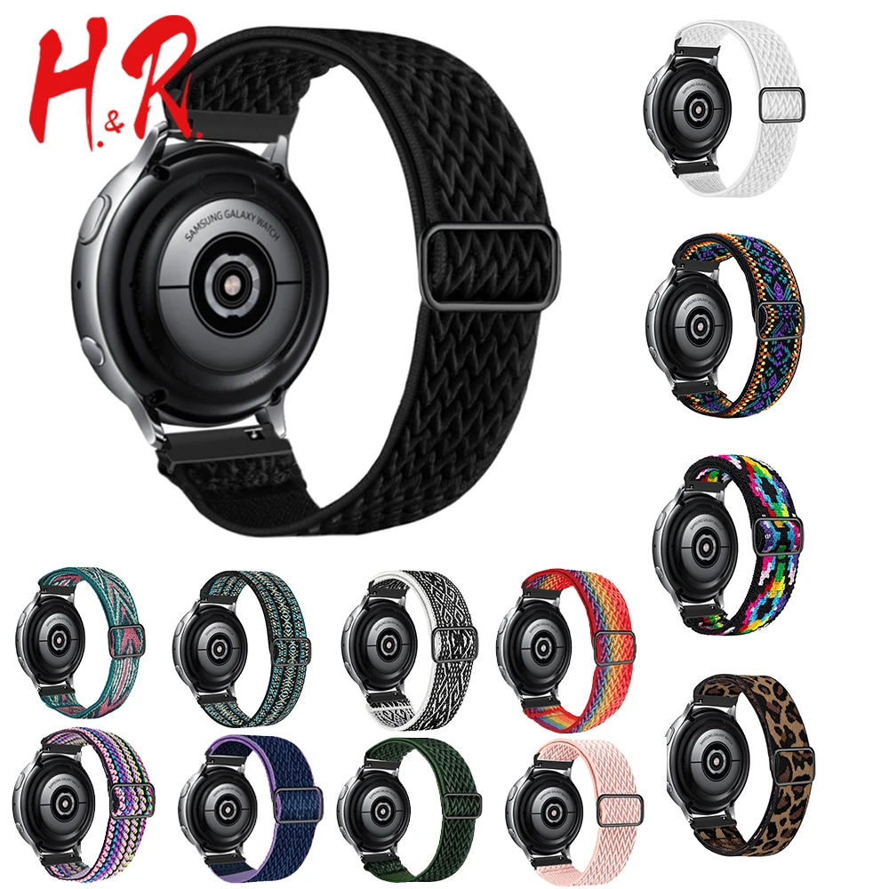 

2021 New Nylon Strap For Samsung Galaxy Watch Nylon Braided Strap Sports Elastic Adjustment Buckle Fitbit Versa 20mm Watch Bands