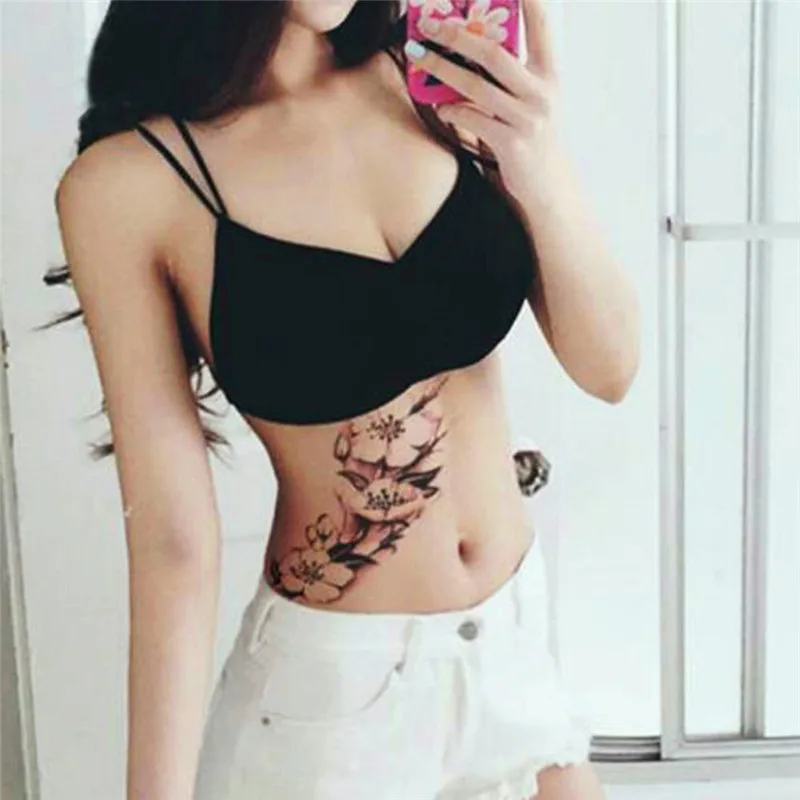 1 pcs Novelty Waterproof temporary tattoos stickers sexy romantic dark Purple Flower henna fake body art flash tattoo sleeve