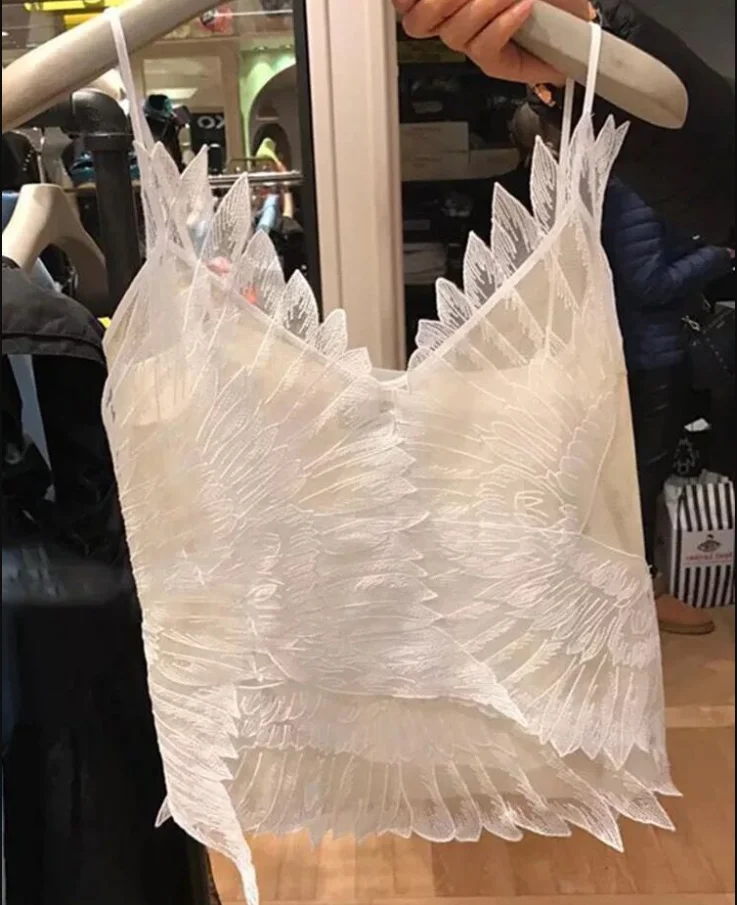 Женская кружевная блузка из органзы с винтажной вышивкой|Топы| |