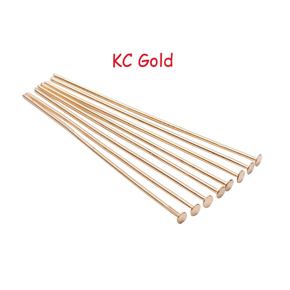KC Gold 200 шт./партия 20 25 30 40 50 60 70 мм Плоские Шпильки для головы бусины Подвески шпильки для ювелирных изделий Изготовление DIY ювелирных изделий - Цвет: KC Gold