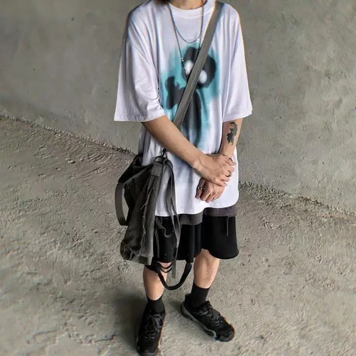 Футболка мужская в стиле хип-хоп с дьяволом уличная одежда повседневная рубашка