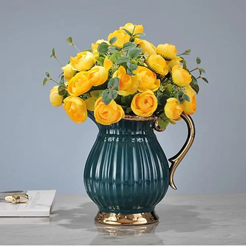 

European style home fashion ceramic vase, artificial flower, home office restaurant desktop decoration, wedding decoration gift