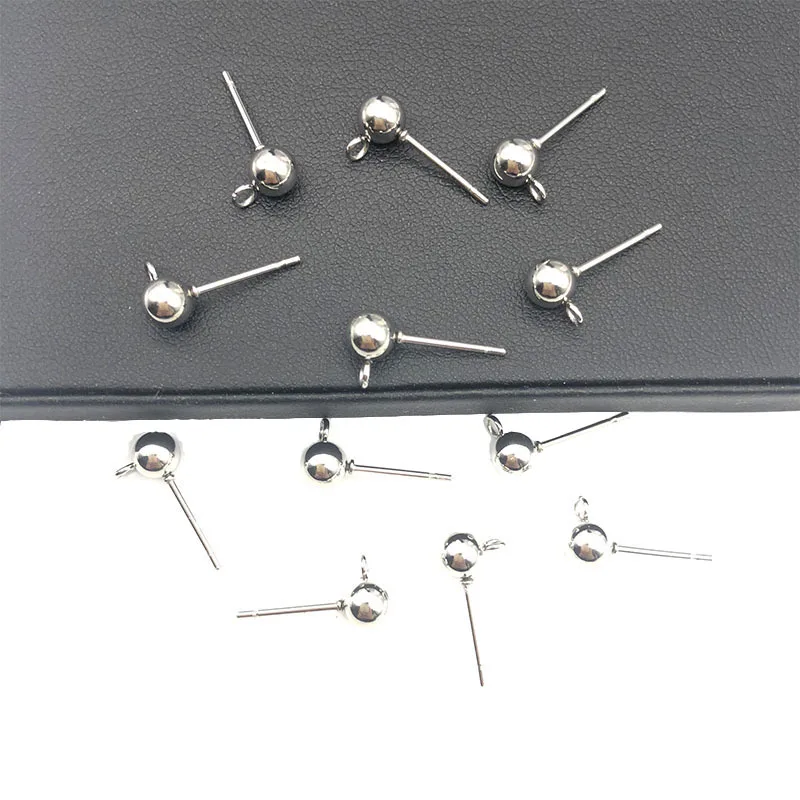 10 шт./лот нержавеющая сталь серьги пробка мяч золото и игла шар сделай сам