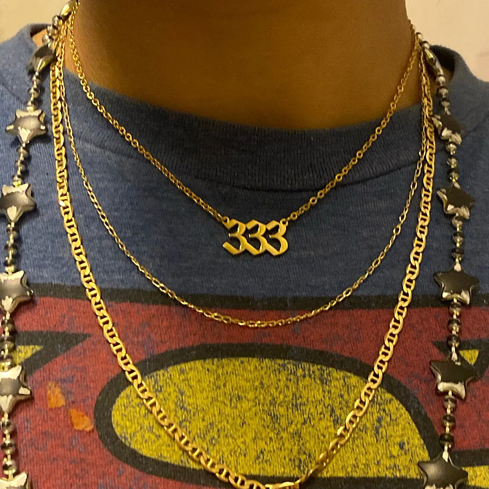 Ожерелье с подвеской-цифрой ангела из нержавеющей стали для мужчин и женщин