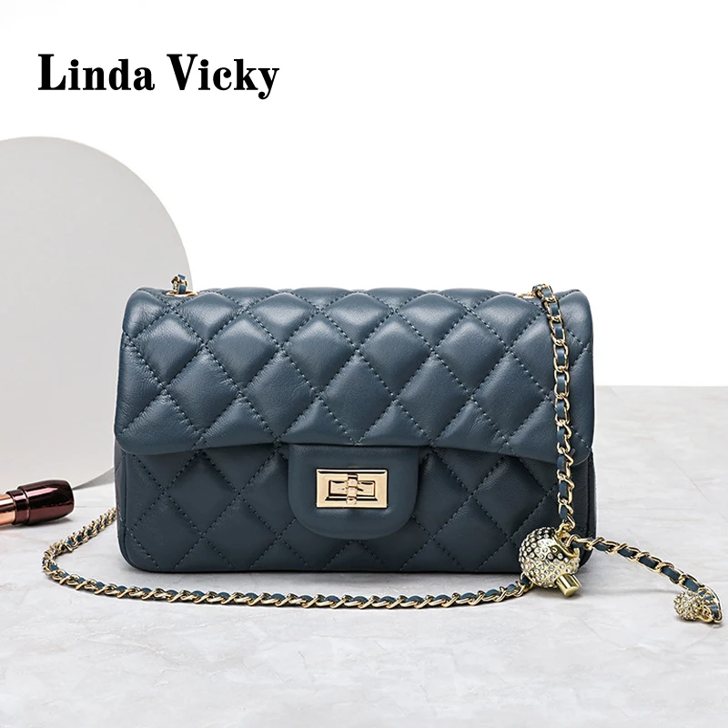 

Женская сумка через плечо LINDA VICKY, мягкая сумка из натуральной овечьей кожи в клетку, роскошный бренд, 2019