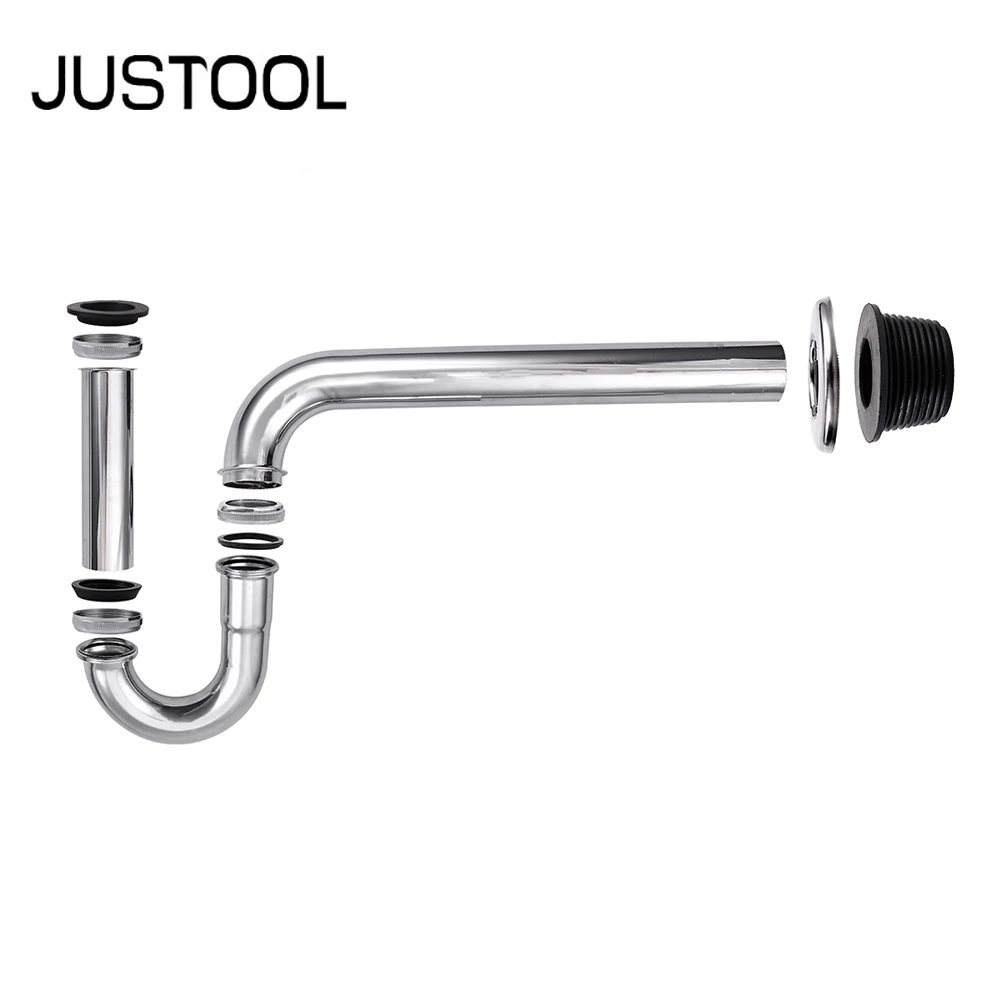 

JUSTOOL 201 Stainless Steel Universal Tube Siphon For Washbasin Vanity 32mm Detachable 1 1/4 Immersion Pipe Ggar Drain Fitting