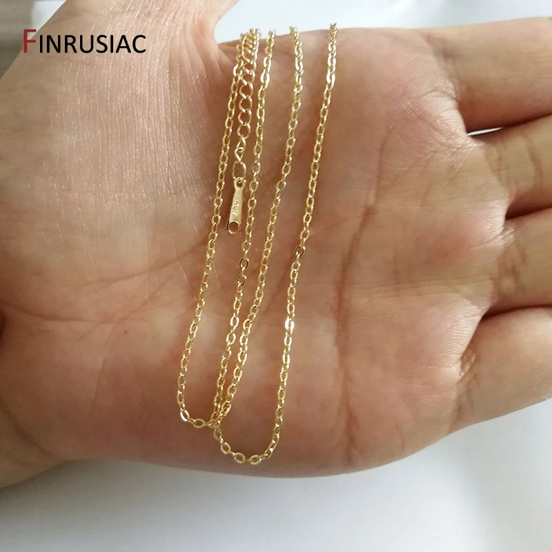 Wholesale 18K real gold plated chain for necklace making, 1.6mm thickness 50cm length, Spring clasp chain for Jewelry Making images - 6