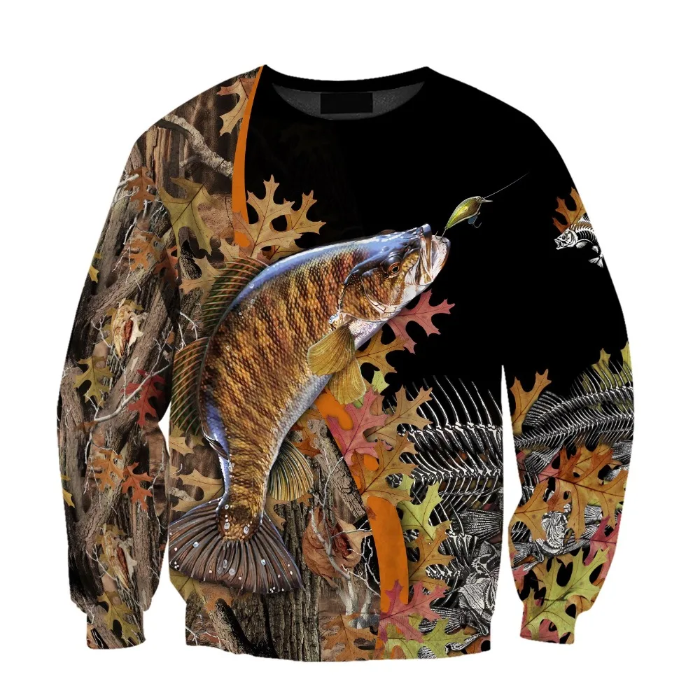 New Fashion Mens Tracksuit Fishing Reaper Camo 3D All Over Printed Hoodie Unisex Harajuku Casual Zipper Jacket | Мужская одежда